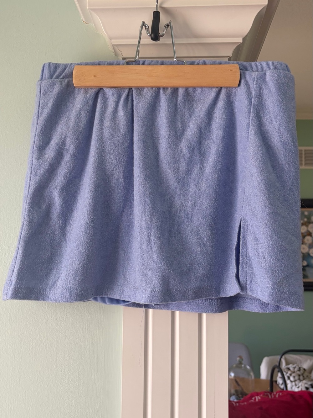 Light Blue Mini Skirt - Casual Pull-On Style